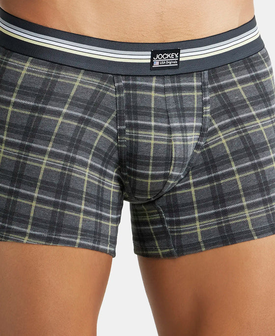 Super Combed Cotton Elastane Printed Trunk with Ultrasoft Waistband - Charcoal Melange Print-8