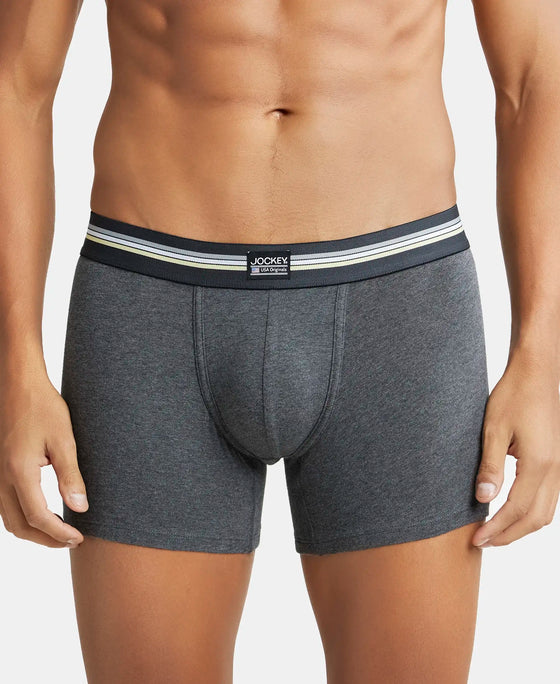 Super Combed Cotton Elastane Printed Trunk with Ultrasoft Waistband - Charcoal Melange Print-9