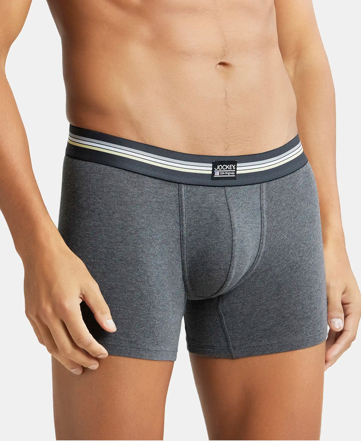 Super Combed Cotton Elastane Printed Trunk with Ultrasoft Waistband - Charcoal Melange Print-10