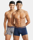 Super Combed Cotton Elastane Printed Trunk with Ultrasoft Waistband - Navy Print-1