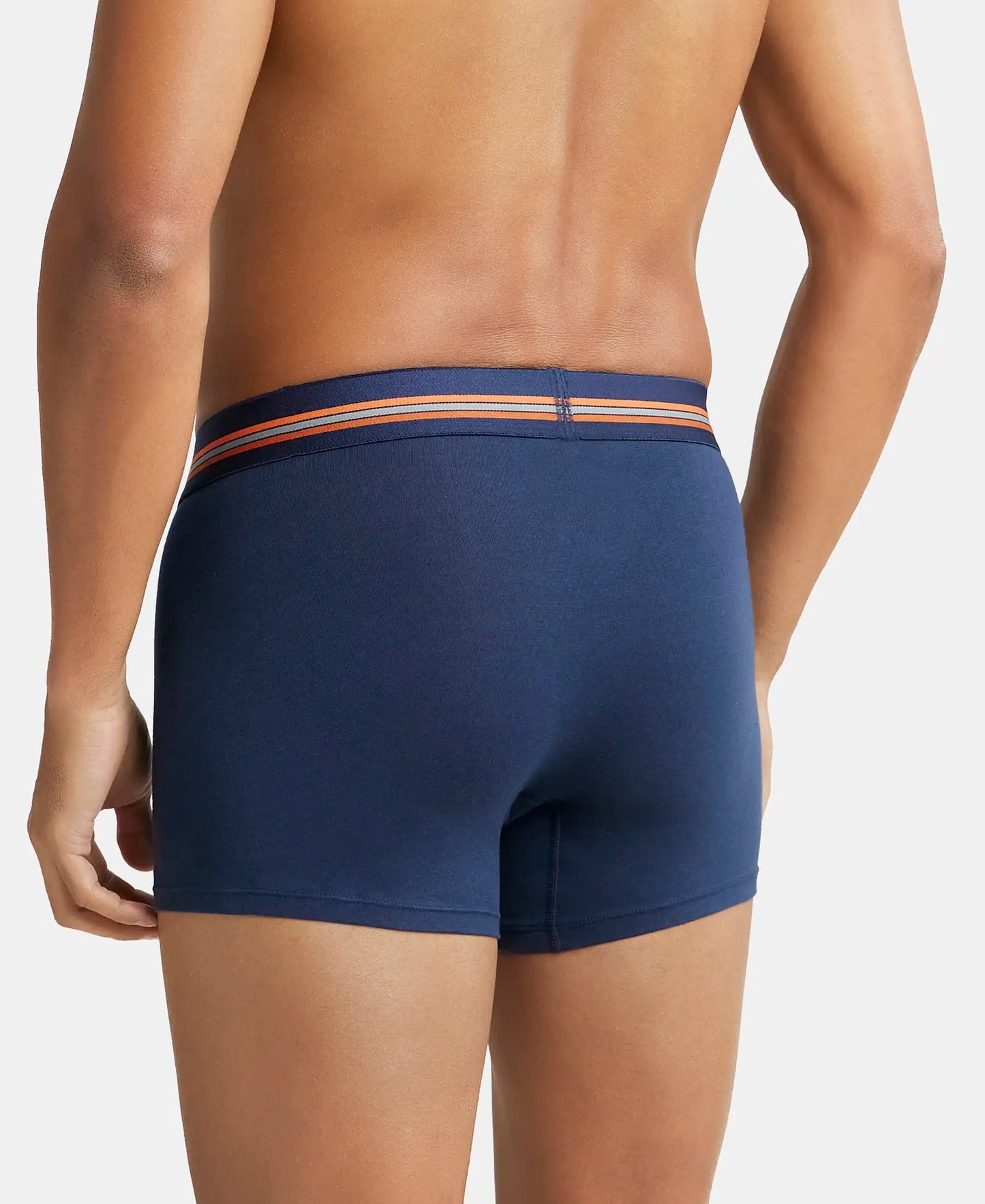Super Combed Cotton Elastane Printed Trunk with Ultrasoft Waistband - Navy Print-4