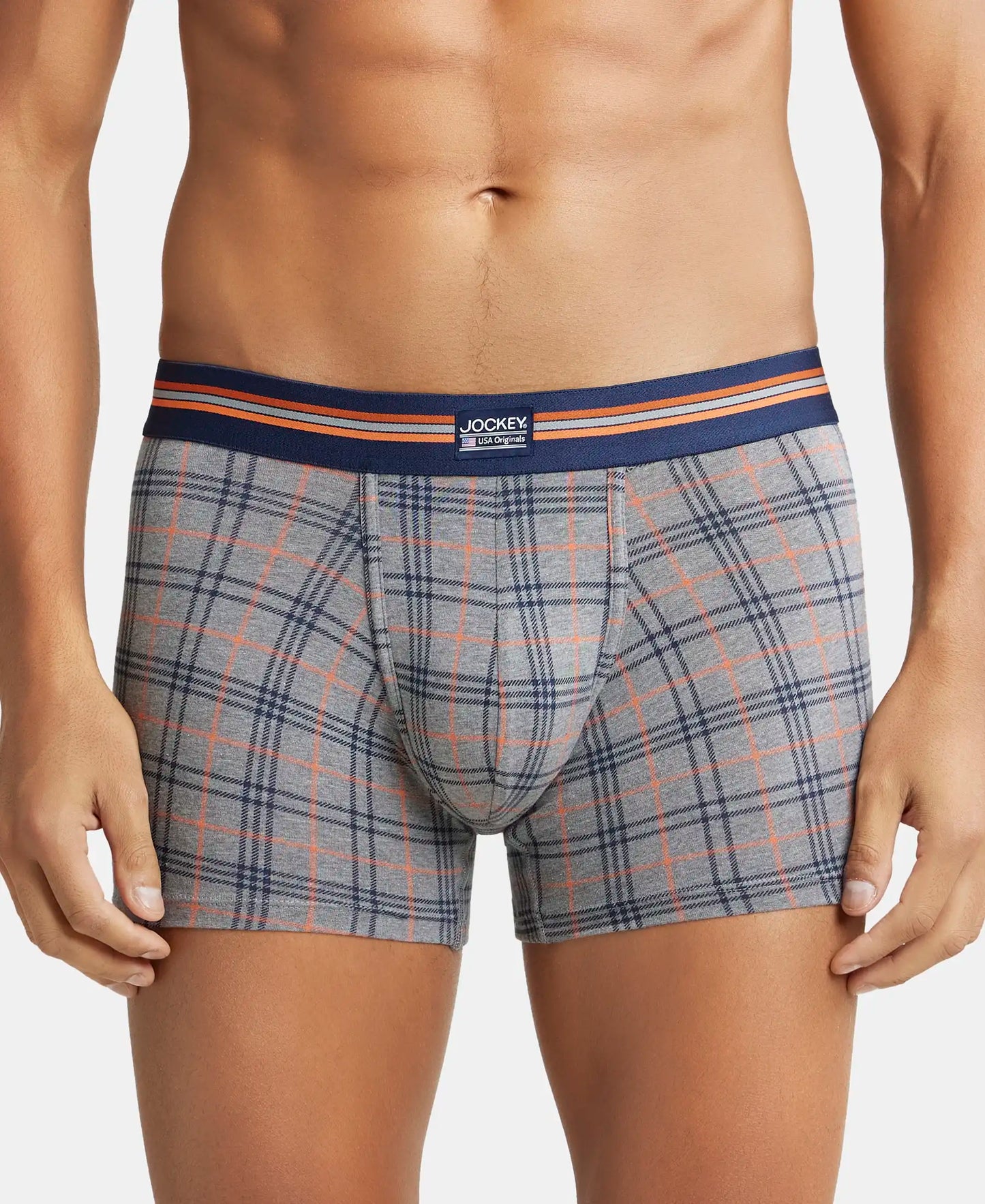 Super Combed Cotton Elastane Printed Trunk with Ultrasoft Waistband - Navy Print-9