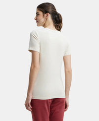 Super Combed Cotton Elastane Regular Fit Graphic Printed Round Neck Half Sleeve T-Shirt - Cream Melange-3