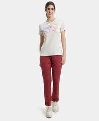 Super Combed Cotton Elastane Regular Fit Graphic Printed Round Neck Half Sleeve T-Shirt - Cream Melange-6