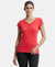 Super Combed Cotton Elastane Stretch Slim Fit Solid V Neck Henley Styled Half Sleeve T-Shirt - Hibiscus-1