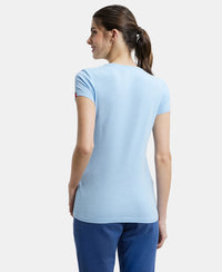 Super Combed Cotton Elastane Regular Fit Solid Round Neck Half Sleeve T-Shirt - Blue Bel-3