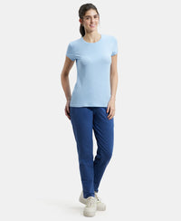 Super Combed Cotton Elastane Regular Fit Solid Round Neck Half Sleeve T-Shirt - Blue Bel-4