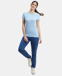 Super Combed Cotton Elastane Regular Fit Solid Round Neck Half Sleeve T-Shirt - Blue Bel-6