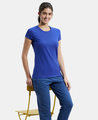Super Combed Cotton Elastane Regular Fit Solid Round Neck Half Sleeve T-Shirt - Indigo Crush-5