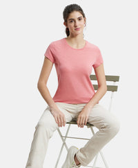 Super Combed Cotton Elastane Regular Fit Solid Round Neck Half Sleeve T-Shirt - Passion Red Melange-5