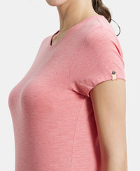 Super Combed Cotton Elastane Regular Fit Solid Round Neck Half Sleeve T-Shirt - Passion Red Melange-7