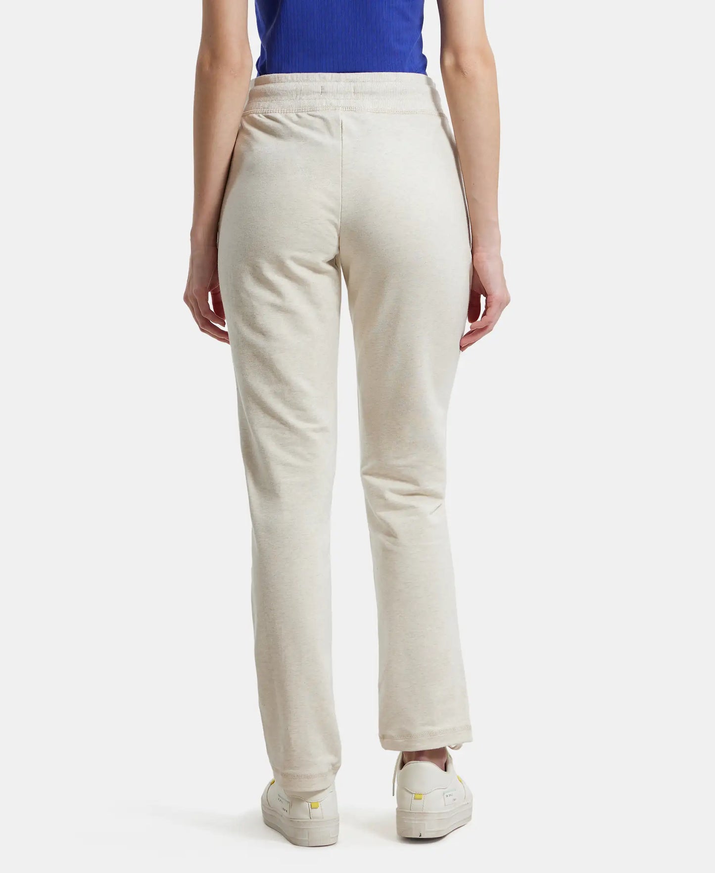 Super Combed Cotton French Terry Track Pant with Side Pockets - Cream Melange-3