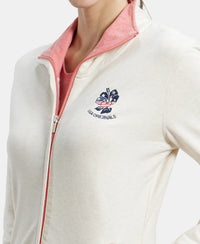 Super Combed Cotton Elastane Stretch Full Zip High Neck Jacket With Convenient Front Pockets - Cream Melange-7