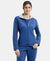 Super Combed Cotton Elastane Stretch Full Zip High Neck Jacket With Convenient Front Pockets - Denim Blue Melange-1
