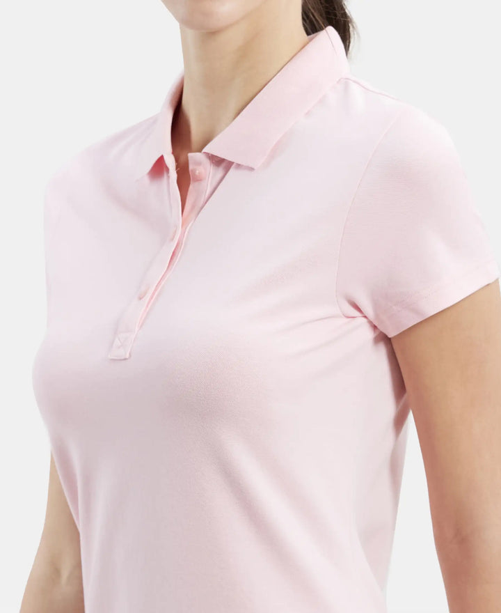 Super Combed Cotton Elastane Stretch Pique Fabric Regular Fit Printed Half Sleeve Polo T-Shirt - Almond Blossom-6