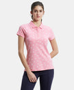 Super Combed Cotton Elastane Stretch Pique Fabric Regular Fit Printed Half Sleeve Polo T-Shirt - Plumeria-1