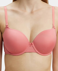 Under-Wired Padded Micro Touch Nylon Elastane Medium Coverage T-Shirt Bra with Detachable Straps - Tea Rose-7