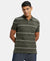 Super Combed Cotton Rich Striped Half Sleeve Polo T-Shirt - Deep Olive/Ecru-1
