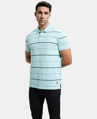 Super Combed Cotton Rich Striped Half Sleeve Polo T-Shirt - Sea Angel - Navy-6