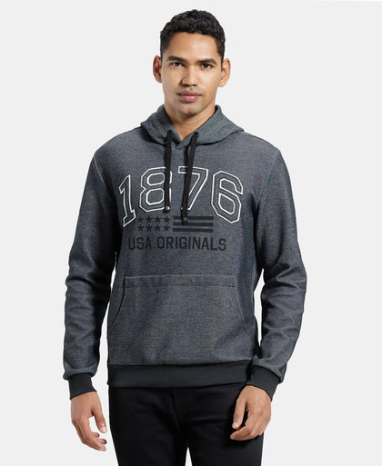 Super Combed Cotton Rich Hoodie Sweatshirt with Ribbed Cuffs - Black-1