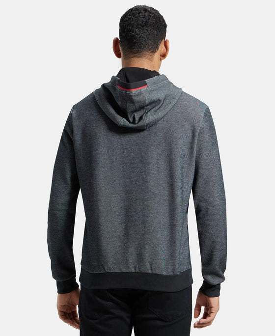 Super Combed Cotton Rich Hoodie Sweatshirt with Ribbed Cuffs - Black-3