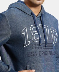 Super Combed Cotton Rich Hoodie Sweatshirt with Ribbed Cuffs - Navy-6