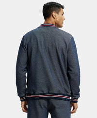 Super Combed Cotton Rich Jacket with Ribbed Cuffs - Navy-3