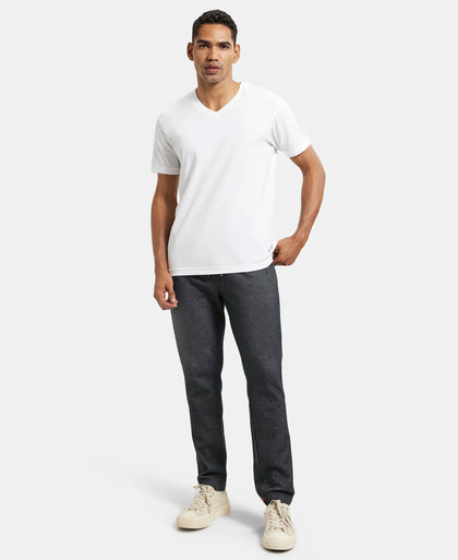 Super Combed Cotton Rich Slim Fit Jogger with Zipper Pockets - Black-4