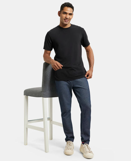 Super Combed Cotton Rich Slim Fit Jogger with Zipper Pockets - Navy-4
