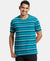 Super Combed Cotton Rich Striped Round Neck Half Sleeve T-Shirt - Kayaking - Navy - White-1