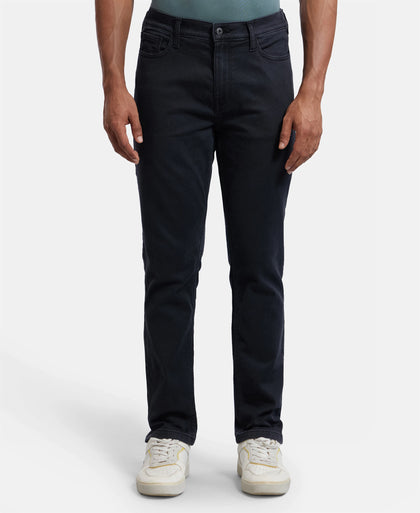 Super Combed Cotton Rich Elastane Stretch Slim Fit Leisure Jeans With 5 Pocket Styling - Black Stone-1