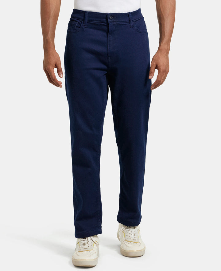 Super Combed Cotton Rich Elastane Stretch Slim Fit Leisure Jeans With 5 Pocket Styling - Indigo-1