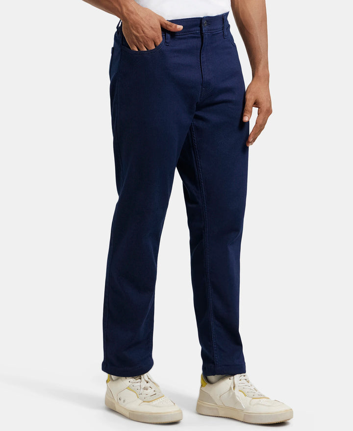 Super Combed Cotton Rich Elastane Stretch Slim Fit Leisure Jeans With 5 Pocket Styling - Indigo-2