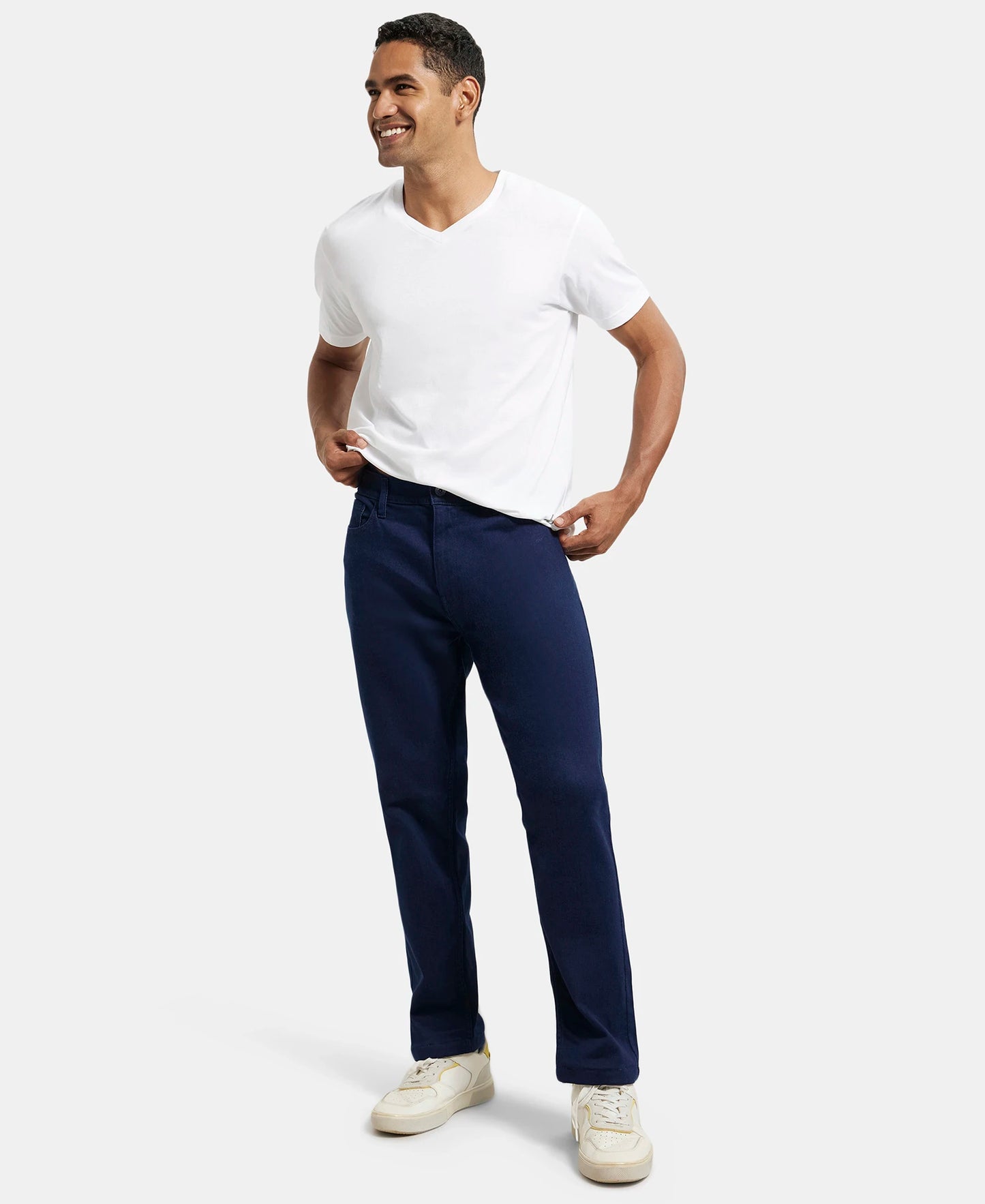 Super Combed Cotton Rich Elastane Stretch Slim Fit Leisure Jeans With 5 Pocket Styling - Indigo-6