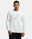 Super Combed Cotton Rich French Terry Printed Sweatshirt with Ribbed Cuffs - Blanc de Blanc-1