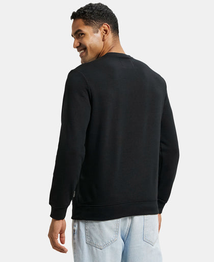 Super Combed Cotton Rich French Terry Printed Sweatshirt with Ribbed Cuffs - Black-3