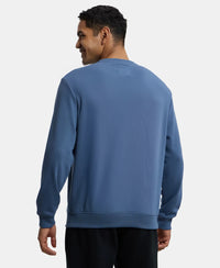 Super Combed Cotton Rich French Terry Printed Sweatshirt with Ribbed Cuffs - Vintage Indigo-3