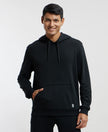 Super Combed Cotton Rich French Terry Hoodie Sweatshirt with Ribbed Cuffs - Black-1
