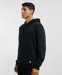 Super Combed Cotton Rich French Terry Hoodie Sweatshirt with Ribbed Cuffs - Black-7