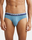 Super Combed Cotton Elastane Solid Brief with Ultrasoft Waistband - Aegean Blue-1