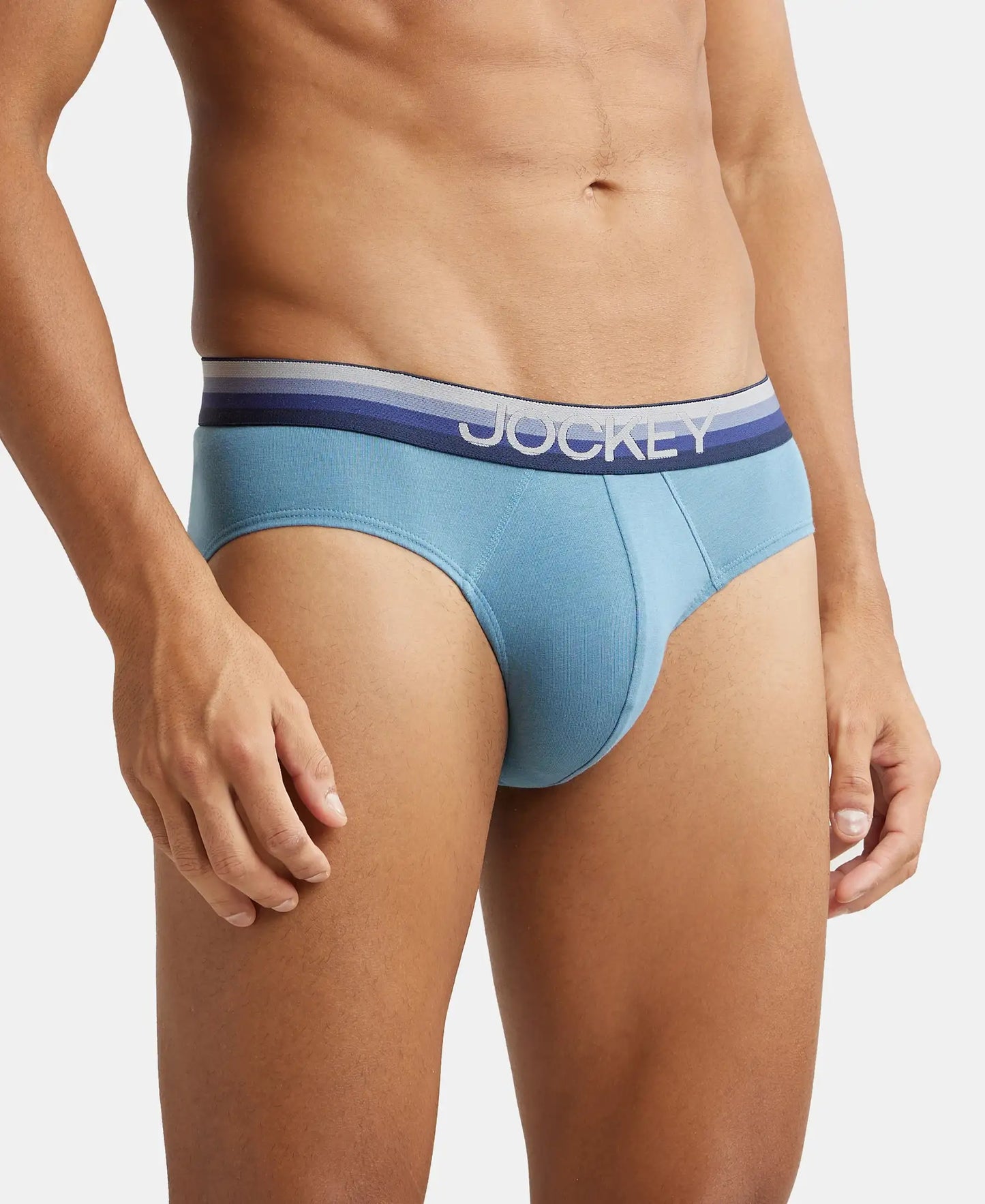 Super Combed Cotton Elastane Solid Brief with Ultrasoft Waistband - Aegean Blue-2