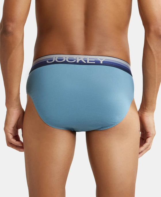 Super Combed Cotton Elastane Solid Brief with Ultrasoft Waistband - Aegean Blue-3