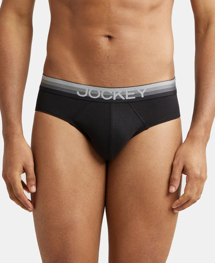 Super Combed Cotton Elastane Solid Brief with Ultrasoft Waistband - Black-1