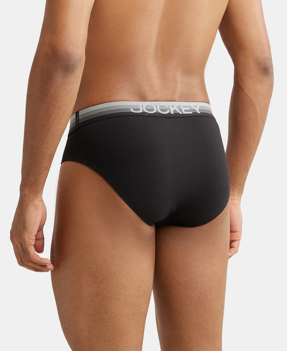 Super Combed Cotton Elastane Solid Brief with Ultrasoft Waistband - Black-3