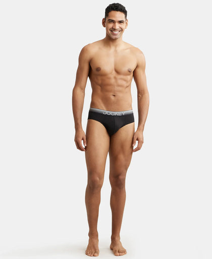 Super Combed Cotton Elastane Solid Brief with Ultrasoft Waistband - Black-4