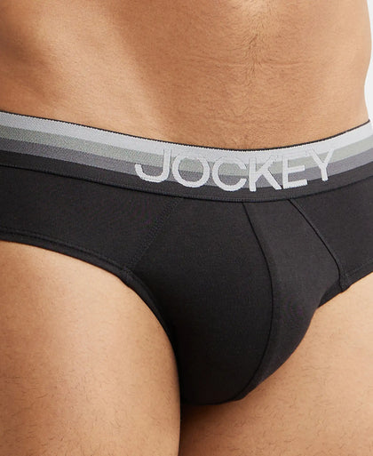 Super Combed Cotton Elastane Solid Brief with Ultrasoft Waistband - Black-6