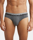 Super Combed Cotton Elastane Solid Brief with Ultrasoft Waistband - Charcoal Melange-1
