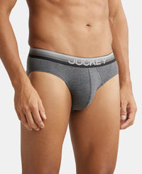 Super Combed Cotton Elastane Solid Brief with Ultrasoft Waistband - Charcoal Melange-2