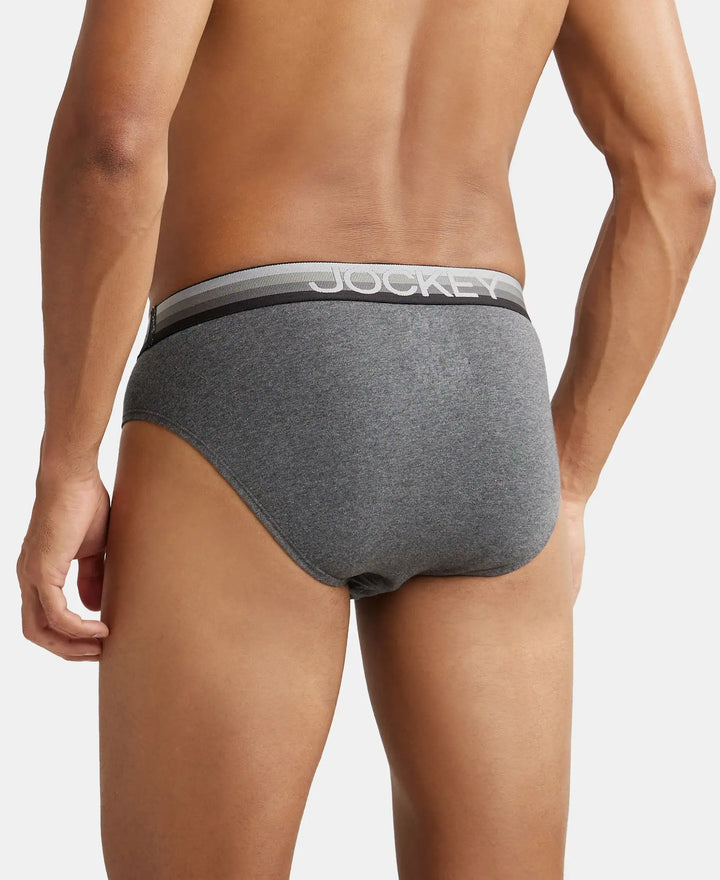 Super Combed Cotton Elastane Solid Brief with Ultrasoft Waistband - Charcoal Melange-3