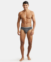 Super Combed Cotton Elastane Solid Brief with Ultrasoft Waistband - Charcoal Melange-4